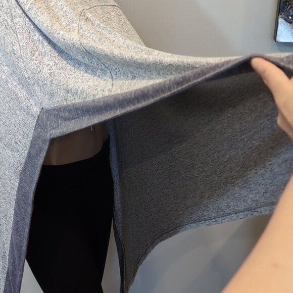 WHBM Cape Poncho Sweater Boat Neck Bordered Contrast Two Tone Heathered Knit - Picture 9 of 13